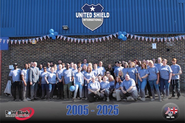 United Shield International employees celebrating 20-year anniversary